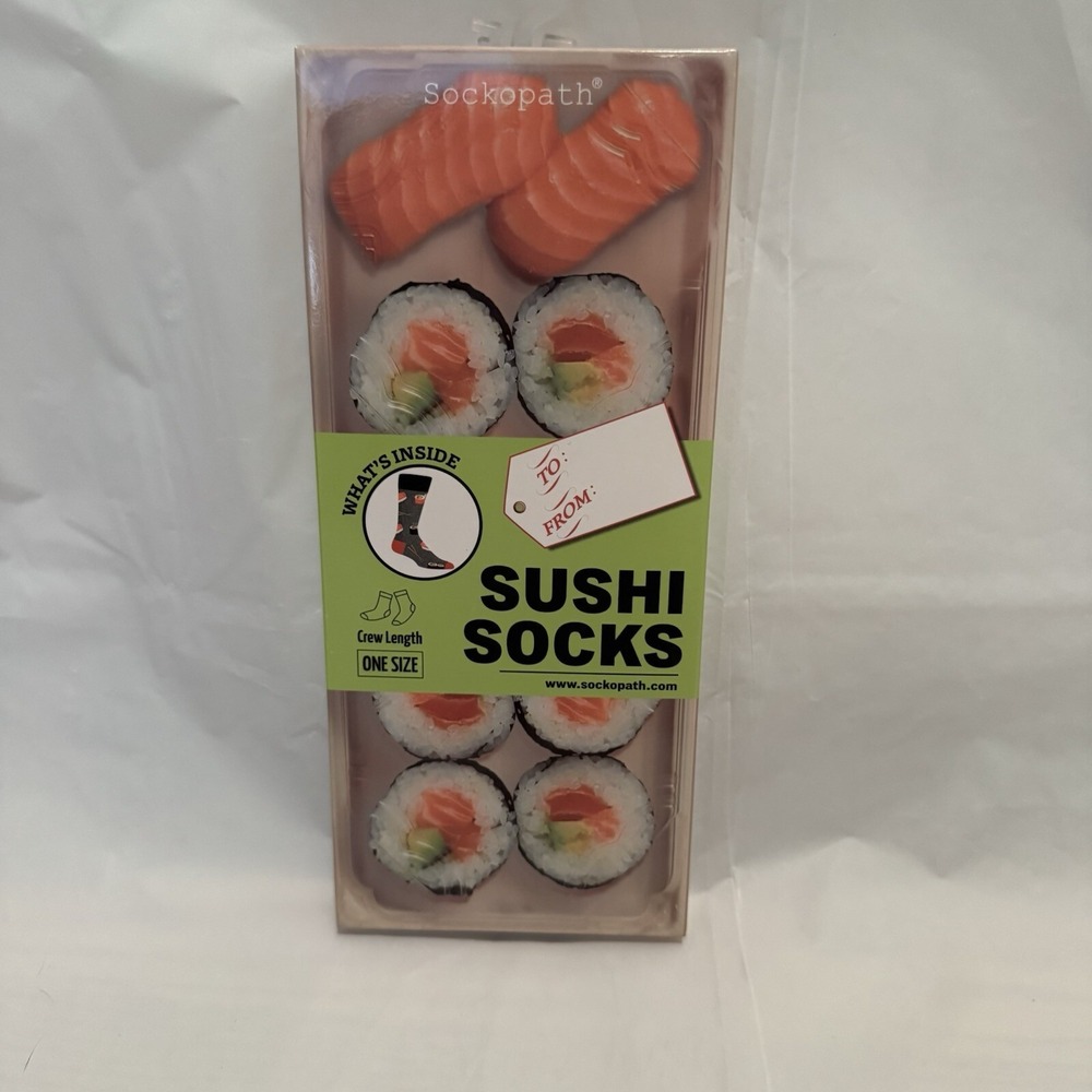 Sockopath Sushi Crew Socks Mens/Womens Unisex‎ New Fun Gift For Sushi Lovers